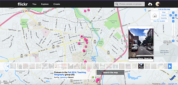 Figure 1. A Flickr map that is automatically generated when uploaded photographs contain geotags in their metadata.