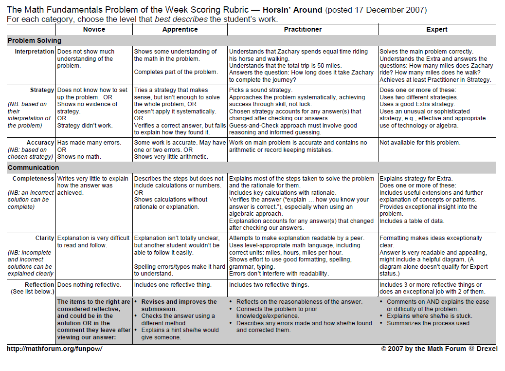 Example of a Problem-specific Rubric From the VFS Module 3