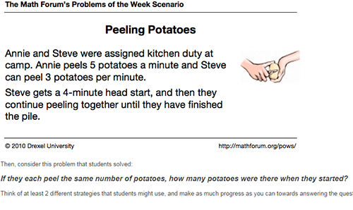 Figure 2. Peeling Potatoes Problem from the VFS Module 2.